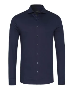 Heren overhemd lange mouw blauw