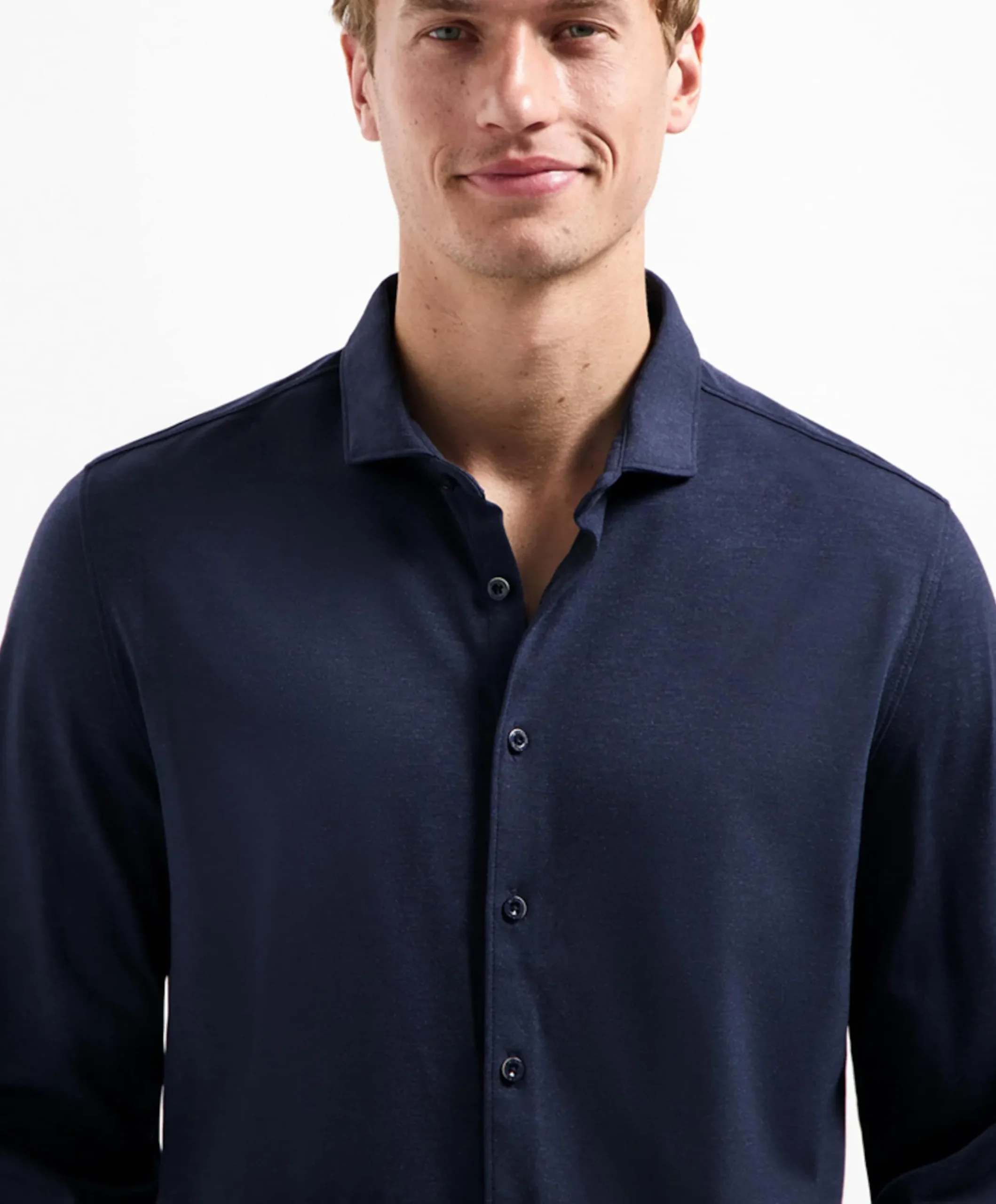 Heren overhemd lange mouw blauw