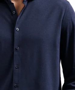Heren overhemd lange mouw blauw