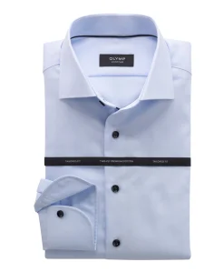 Heren overhemd lange mouw blauw