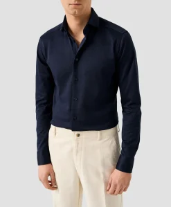 Heren overhemd lange mouw blauw