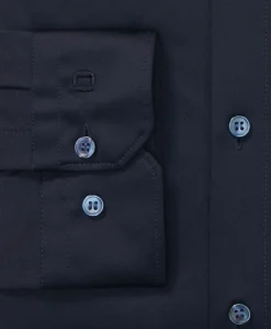 Heren overhemd lange mouw blauw