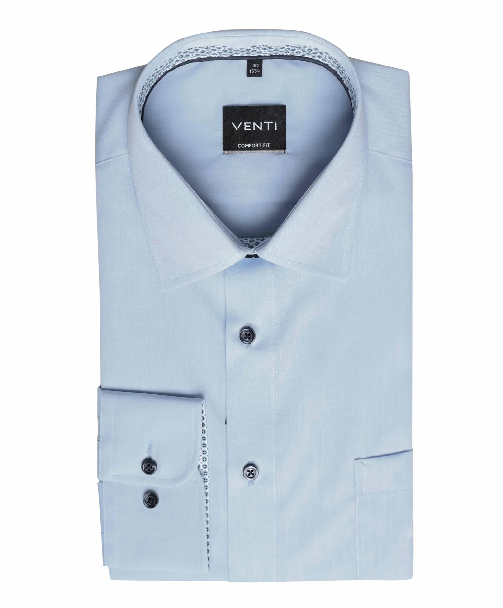 Heren overhemd lange mouw blauw