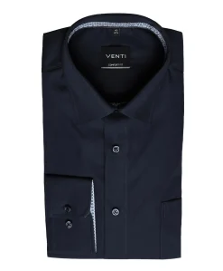 Heren overhemd lange mouw blauw