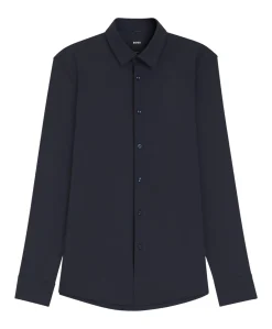 Heren overhemd lange mouw blauw