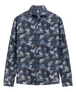 Heren overhemd lange mouw blauw