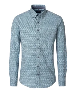 Heren overhemd lange mouw blauw