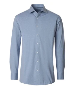 Heren overhemd lange mouw blauw