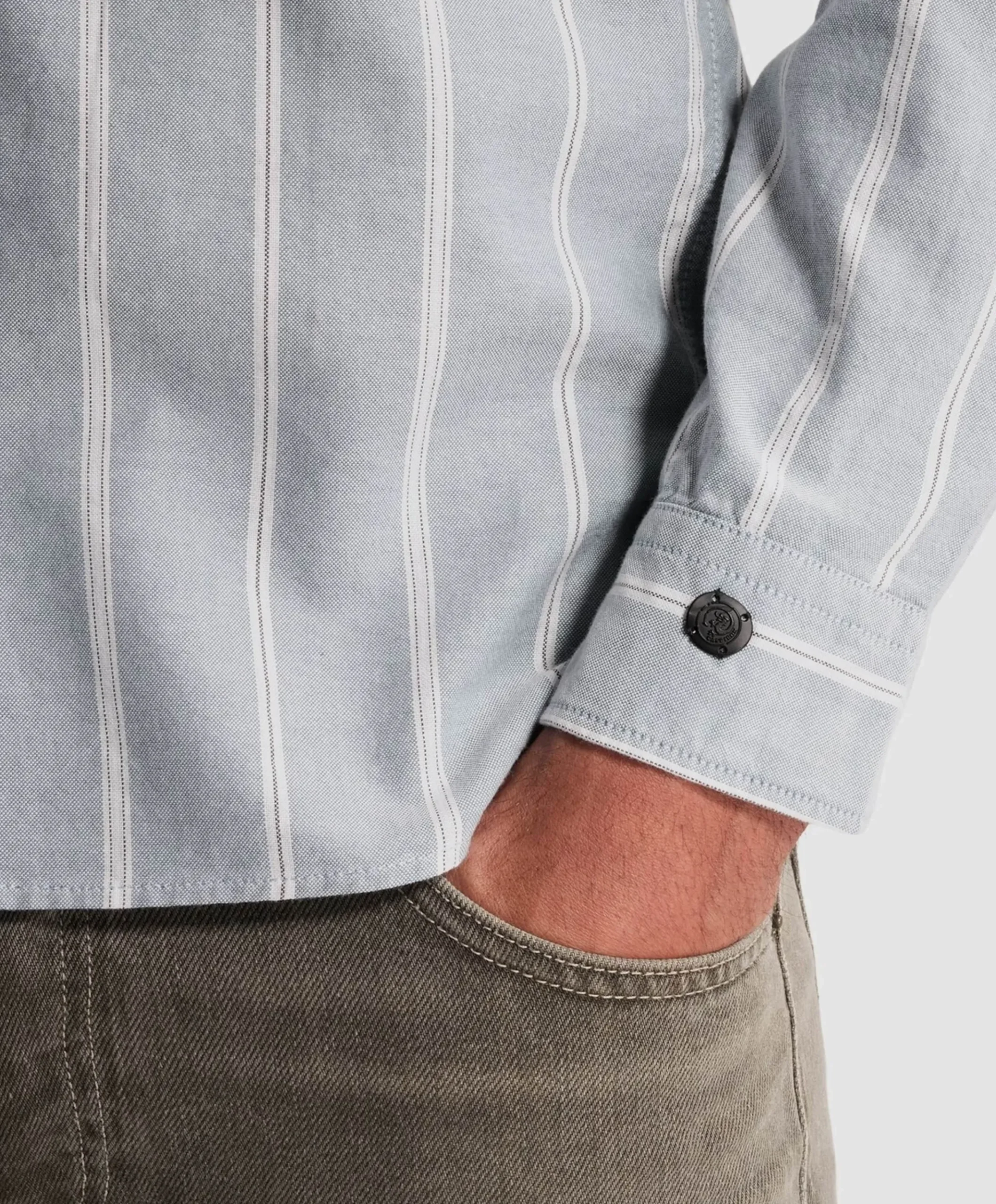 Heren overhemd lange mouw blauw