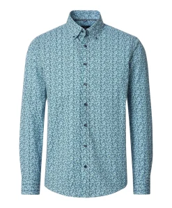 Heren overhemd lange mouw blauw