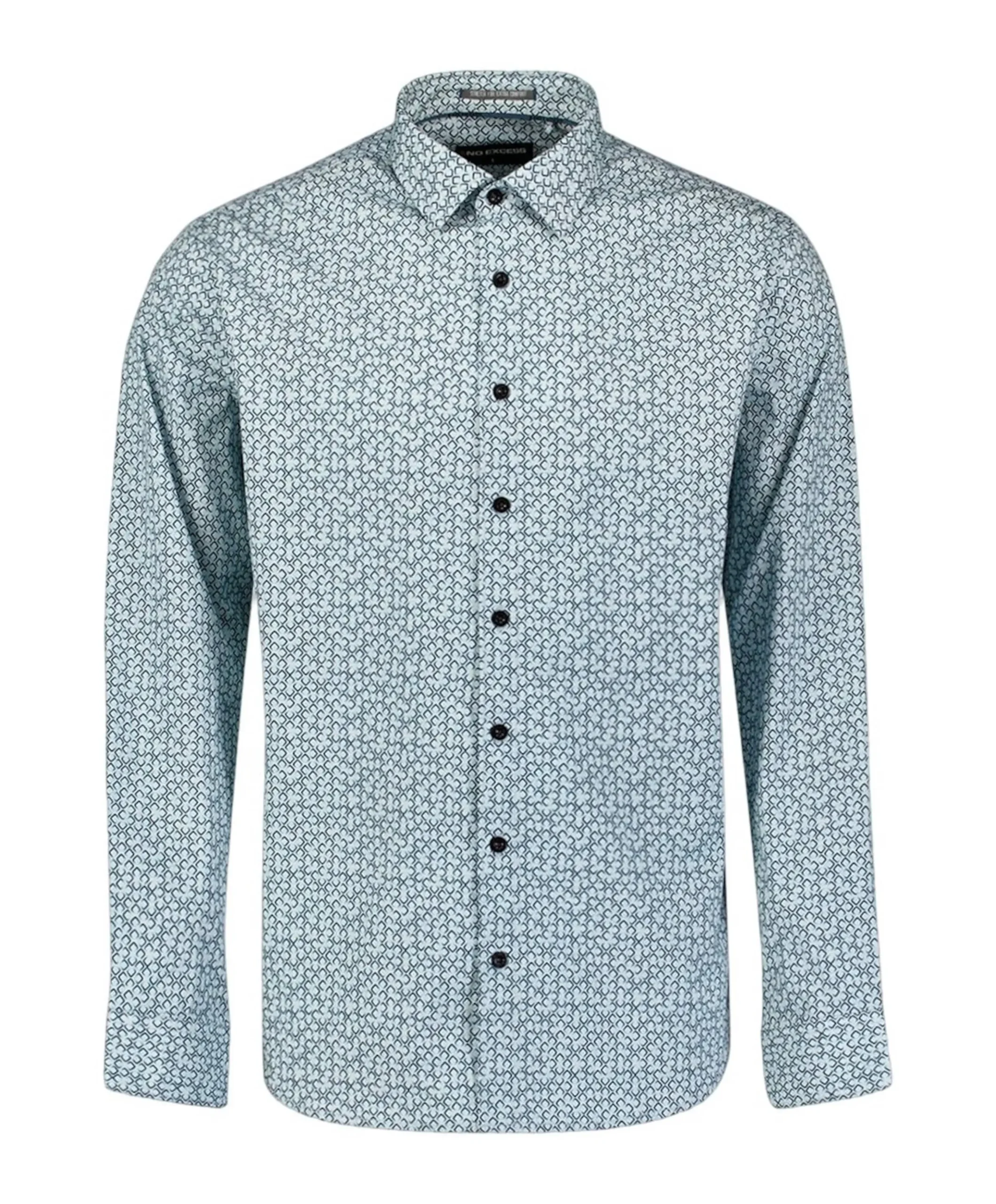 Heren overhemd lange mouw blauw
