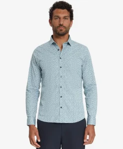 Heren overhemd lange mouw blauw