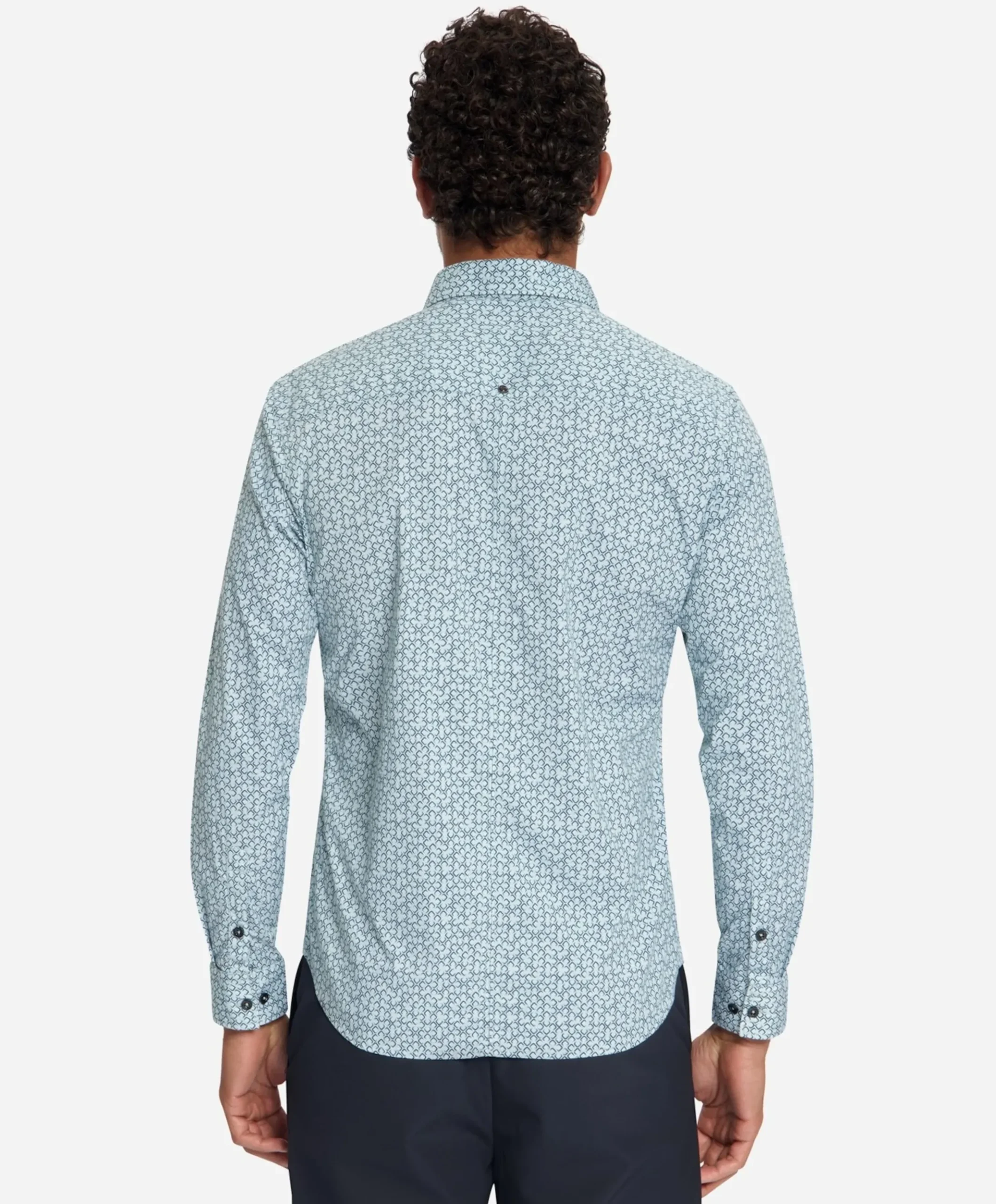 Heren overhemd lange mouw blauw