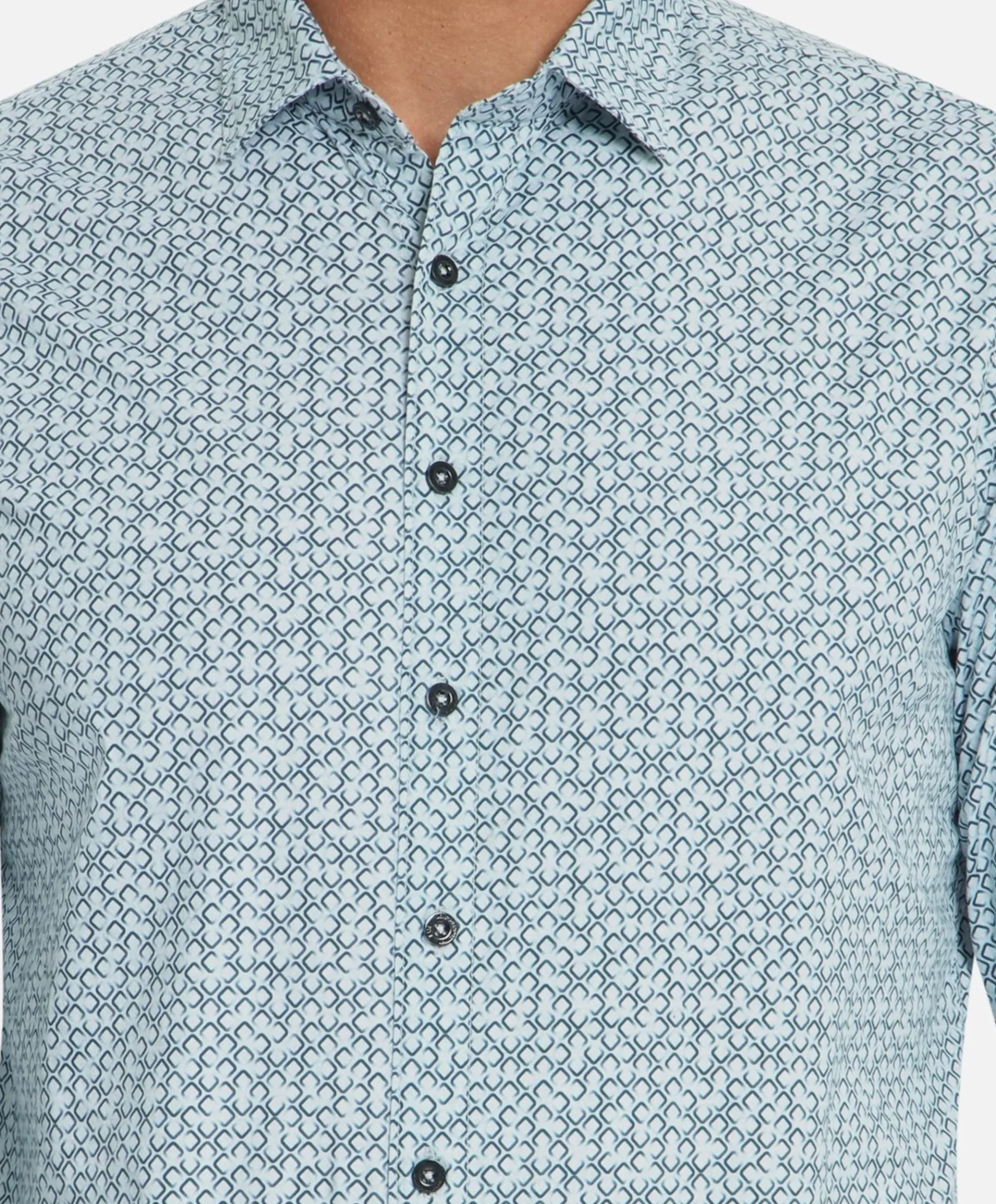 Heren overhemd lange mouw blauw