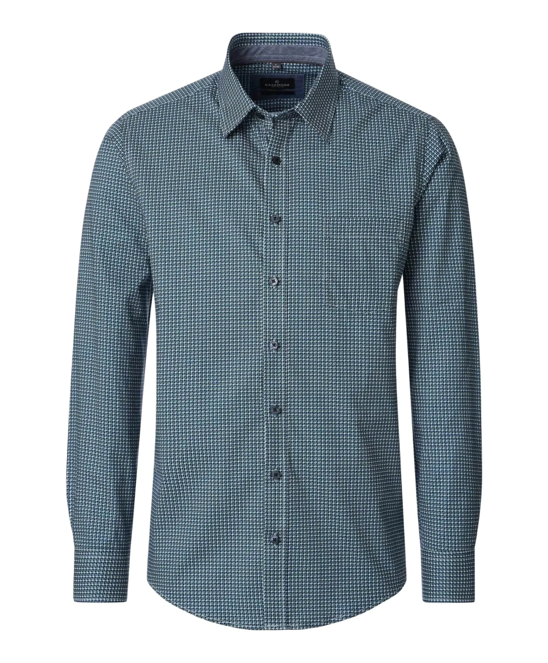 Heren overhemd lange mouw blauw
