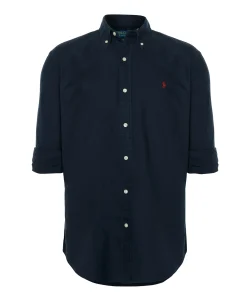 Heren overhemd lange mouw blauw
