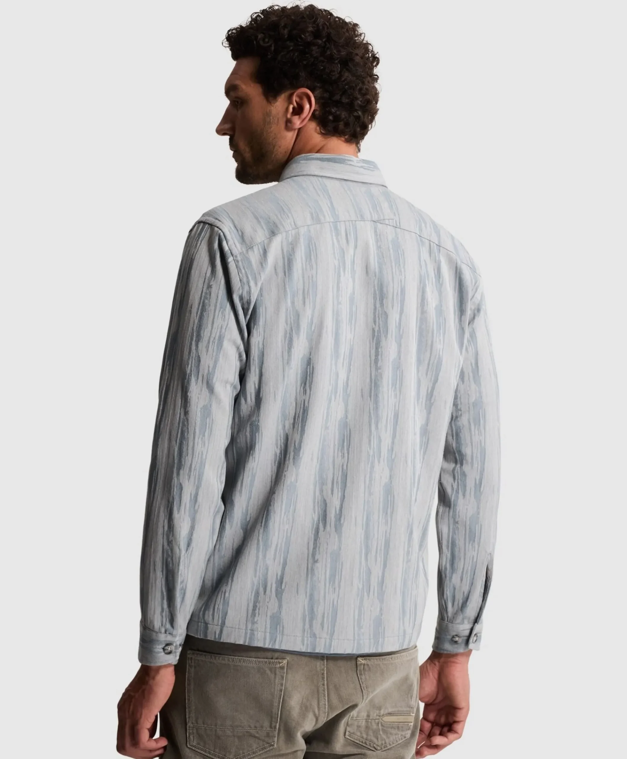 Heren overhemd lange mouw blauw