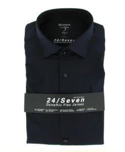 Heren overhemd lange mouw blauw