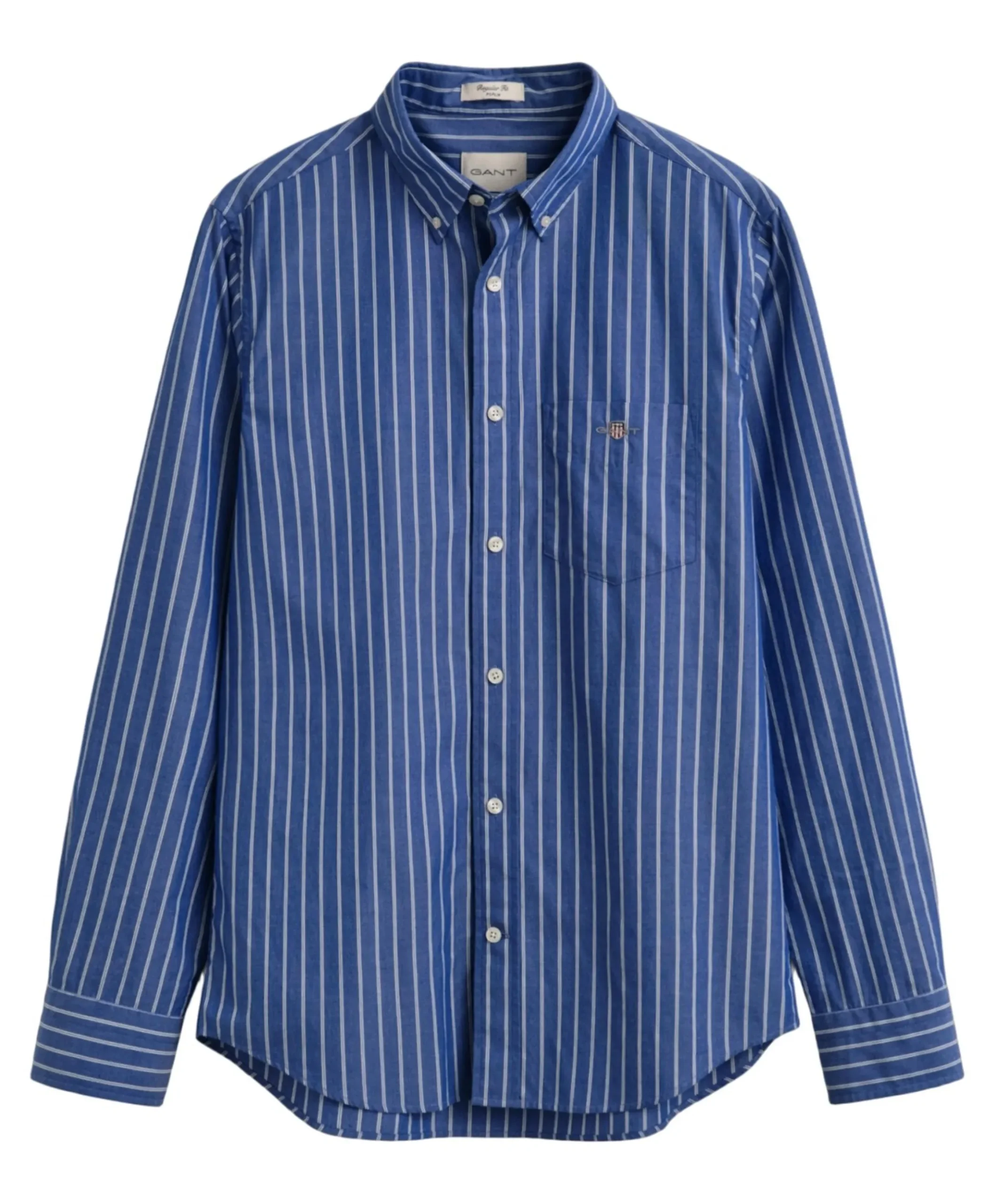 Heren overhemd lange mouw blauw