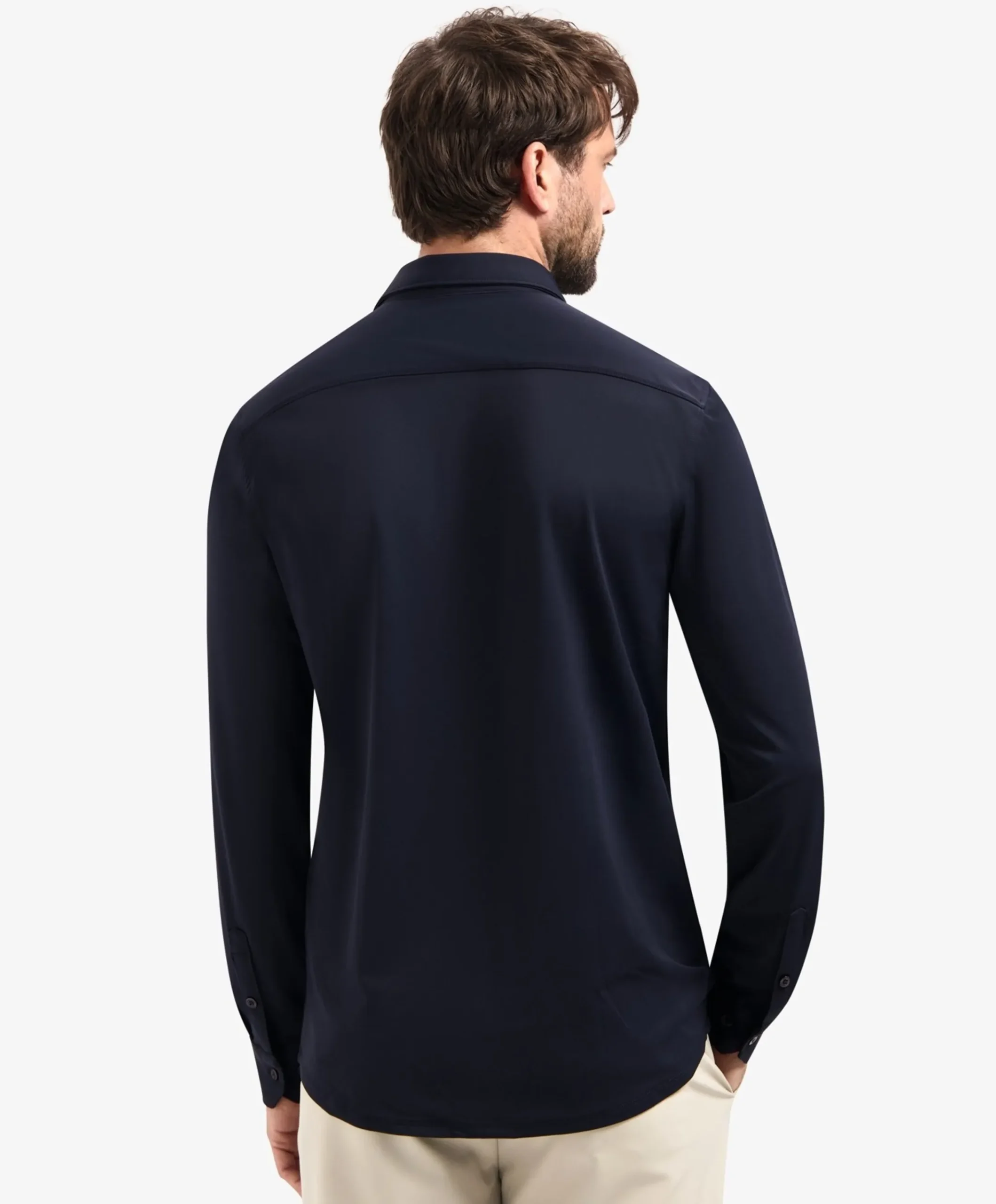 Heren overhemd lange mouw blauw