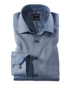 Heren overhemd lange mouw blauw