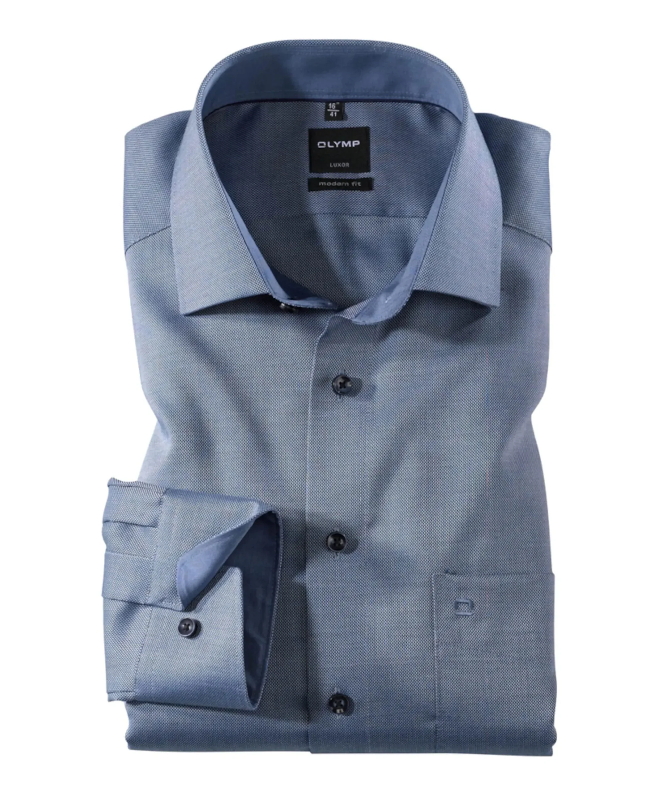 Heren overhemd lange mouw blauw