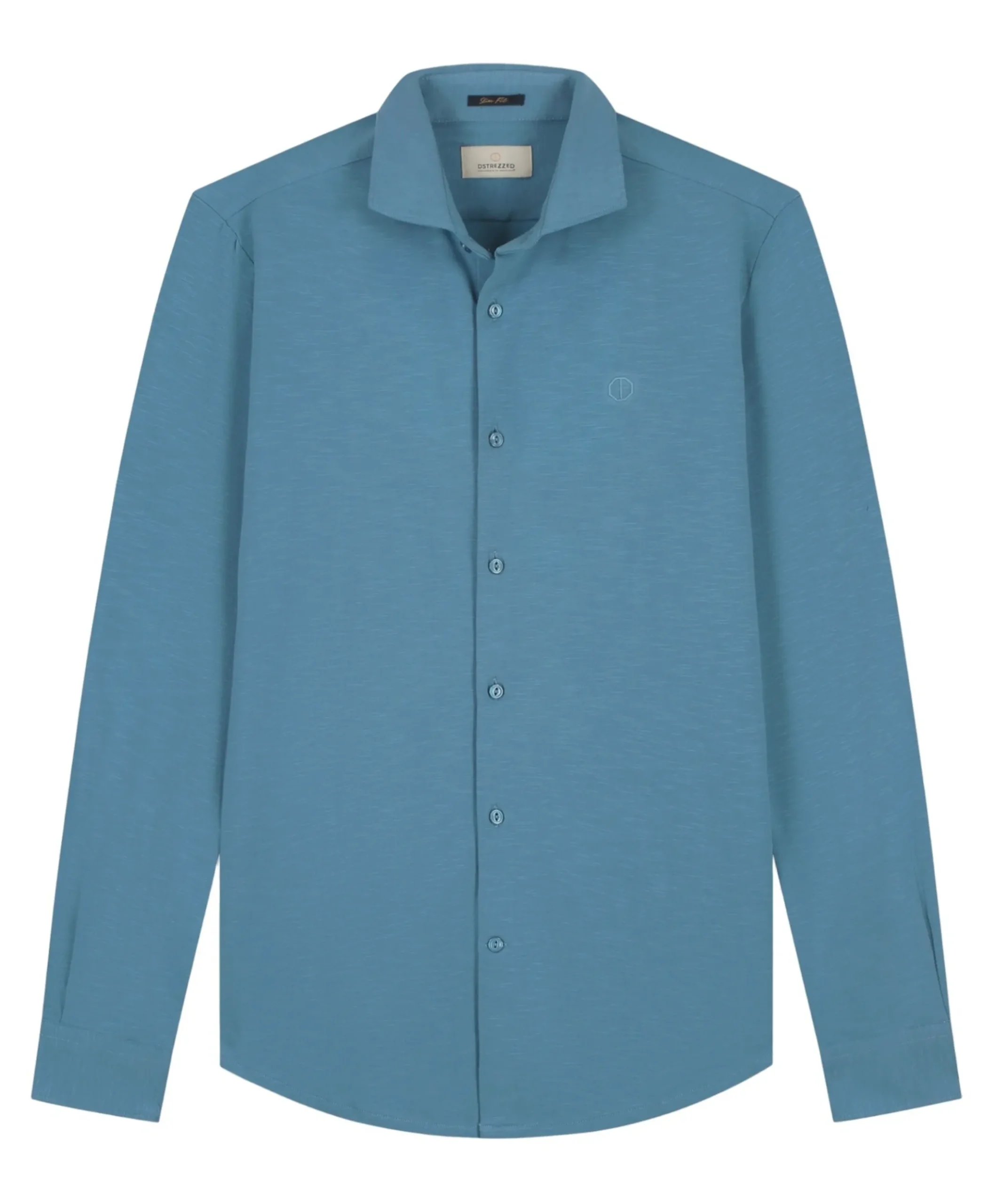 Heren overhemd lange mouw blauw
