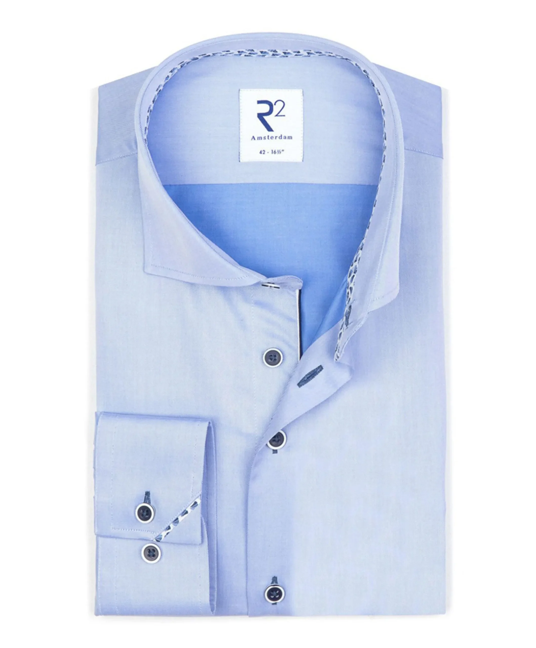 Heren overhemd lange mouw blauw