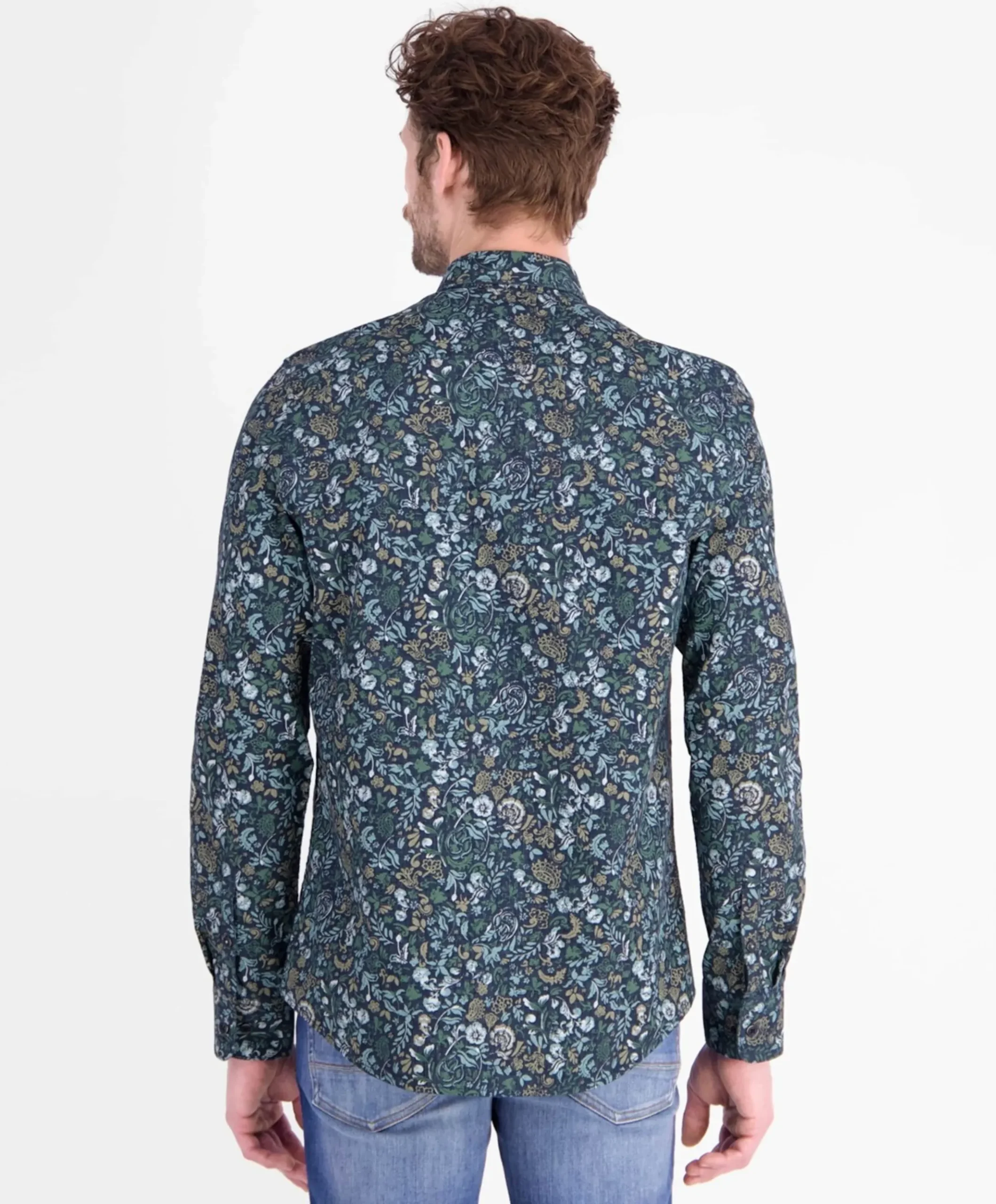 Heren overhemd lange mouw blauw