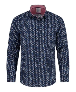 Heren overhemd lange mouw blauw