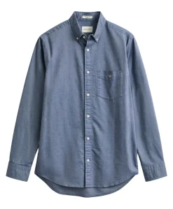 Heren overhemd lange mouw blauw