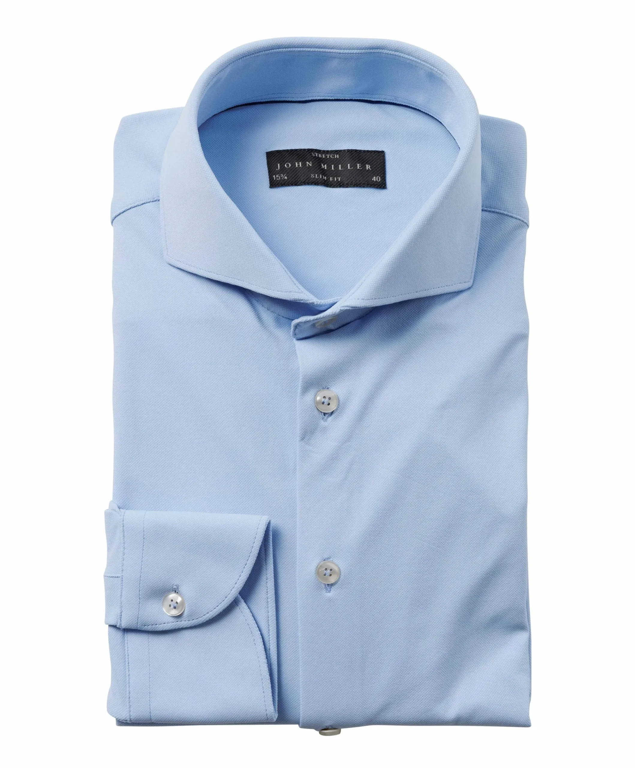 Heren overhemd lange mouw blauw
