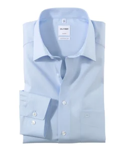 Heren overhemd lange mouw blauw
