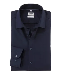 Heren overhemd lange mouw blauw
