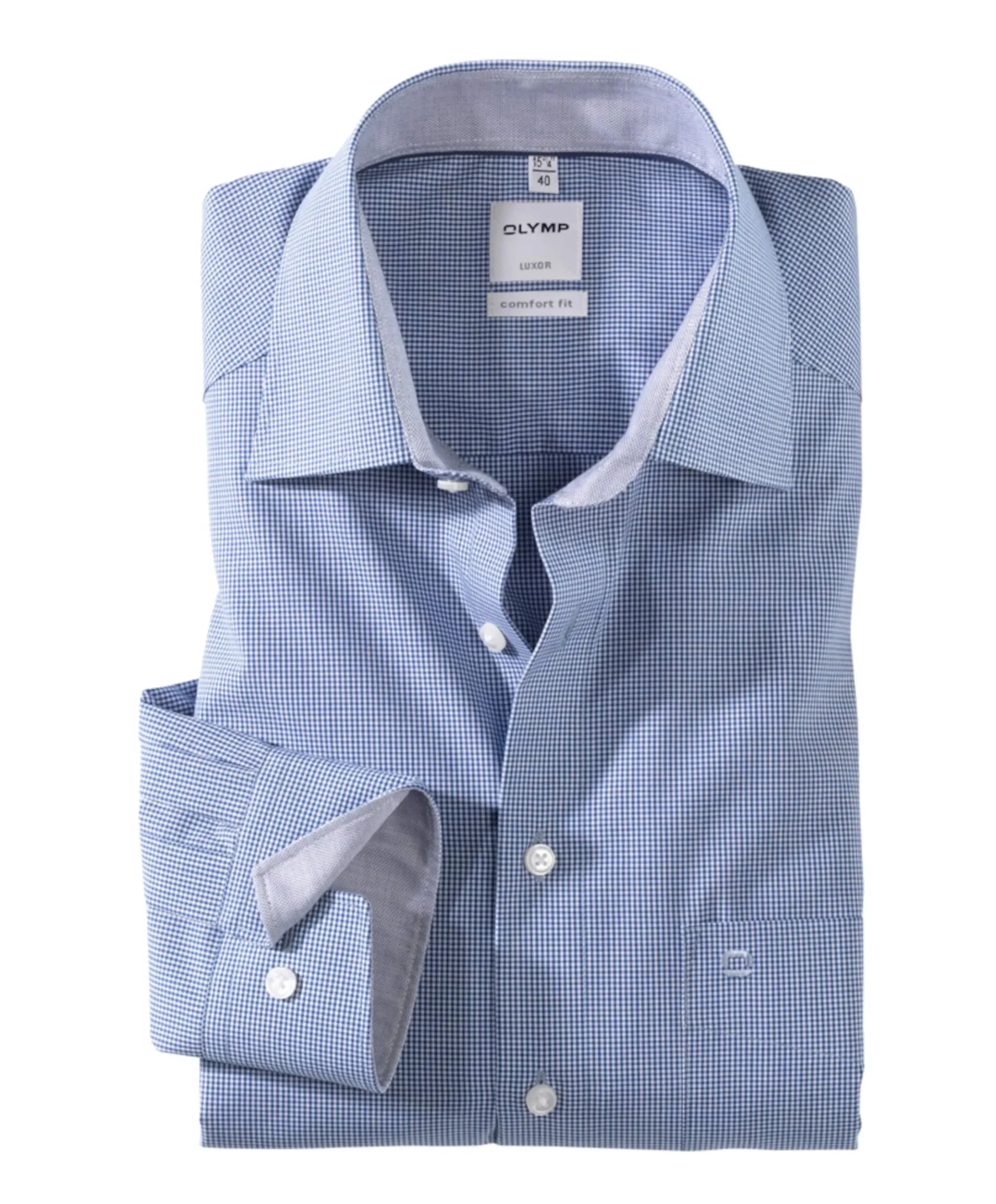 Heren overhemd lange mouw blauw