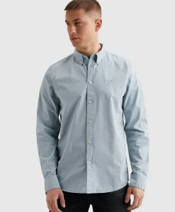 Heren overhemd lange mouw blauw