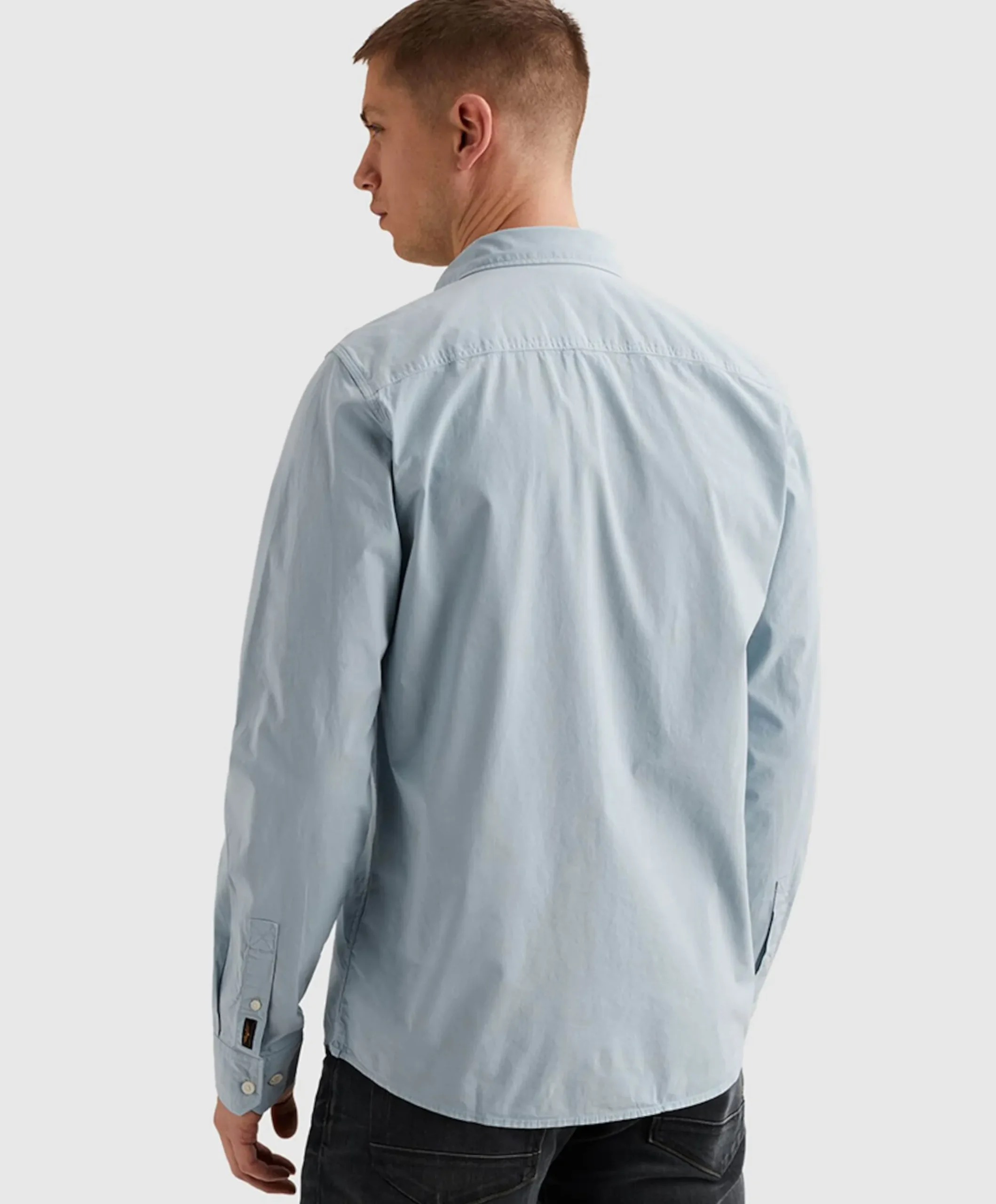 Heren overhemd lange mouw blauw