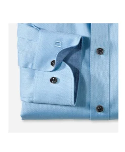 Heren overhemd lange mouw blauw