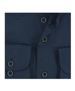 Heren overhemd lange mouw blauw