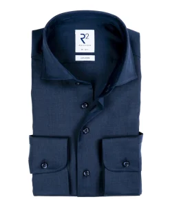 Heren overhemd lange mouw blauw