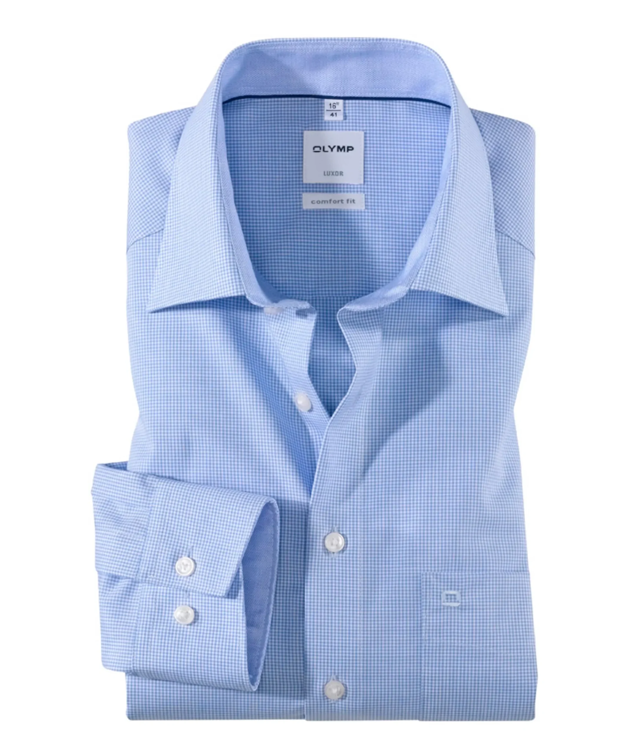 Heren overhemd lange mouw blauw