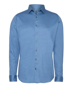 Heren overhemd lange mouw blauw