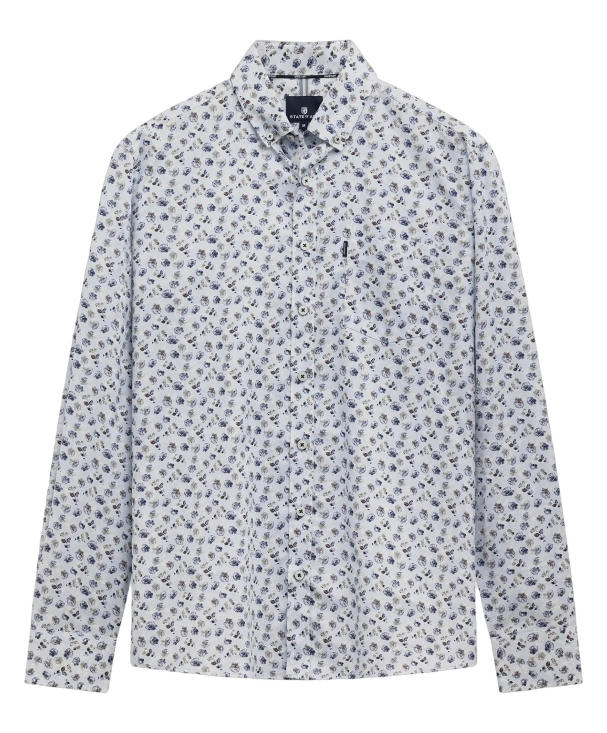 Heren overhemd lange mouw blauw
