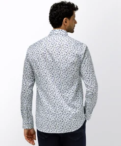 Heren overhemd lange mouw blauw