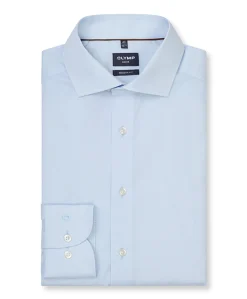 Heren overhemd lange mouw blauw