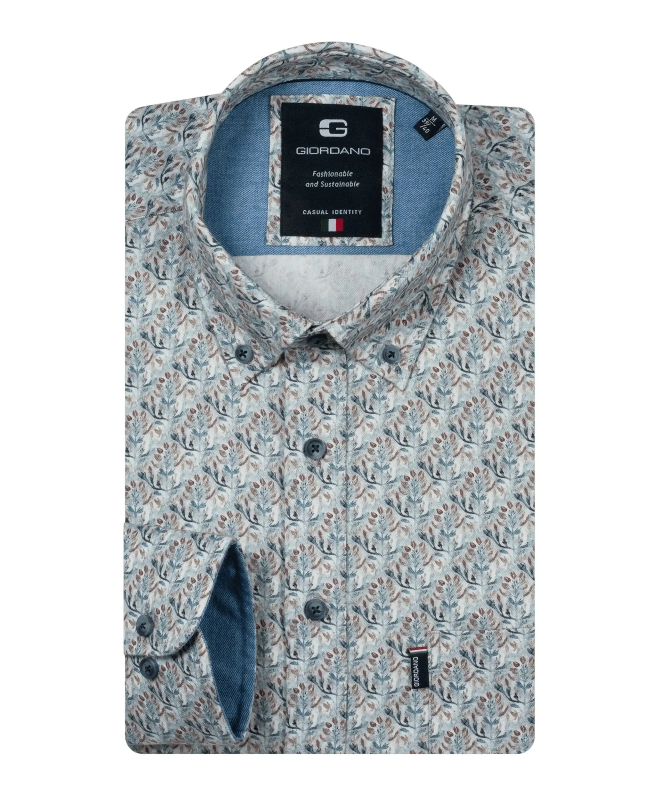 Heren overhemd lange mouw blauw