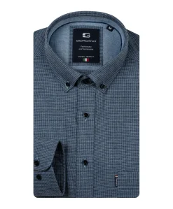 Heren overhemd lange mouw blauw