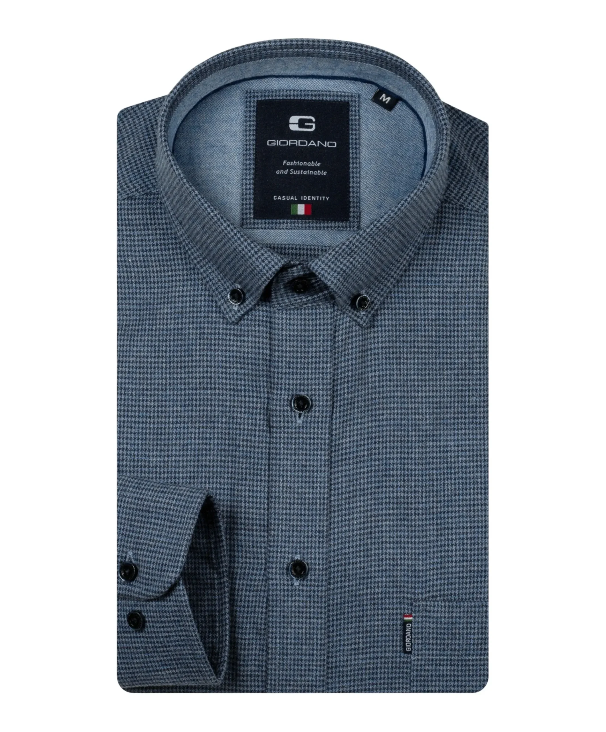 Heren overhemd lange mouw blauw
