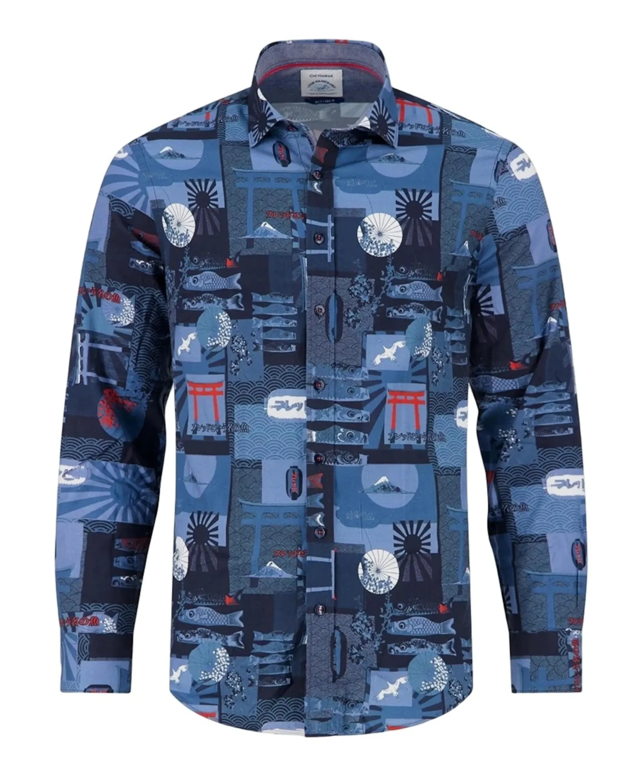 Heren overhemd lange mouw blauw