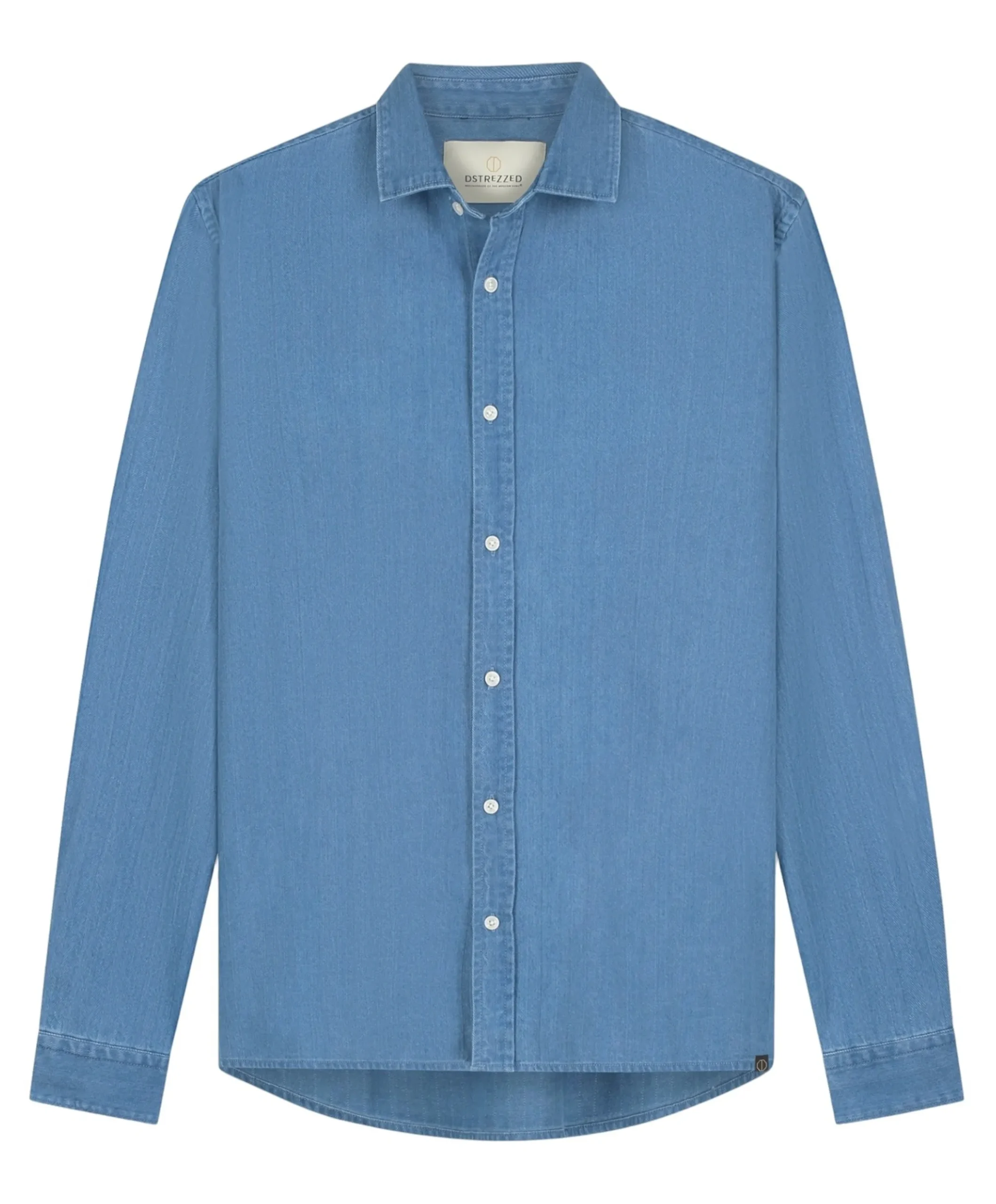 Heren overhemd lange mouw blauw